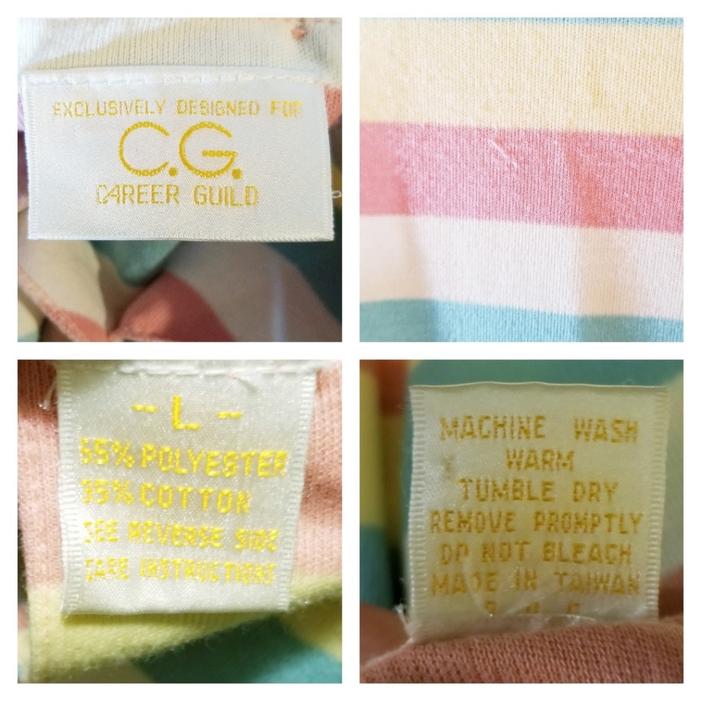 VTG 80s Career Guild Pastel Striped Dolman Top - Picture 14 of 14